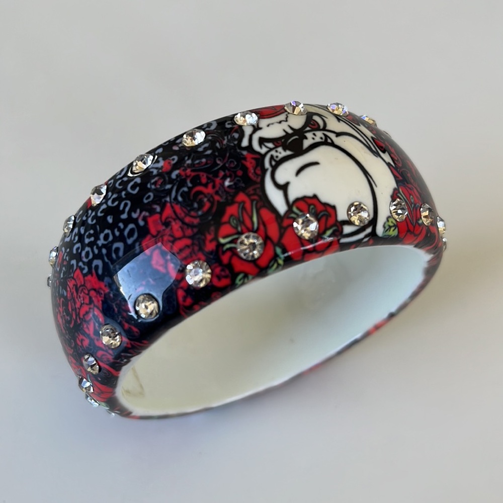 Go Dawgs! Bulldogs, Roses, & Rhinestones bangle - Picture 3 of 6